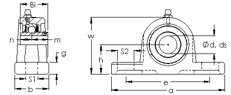UCP 211 two bolt pillow block CAD drawing